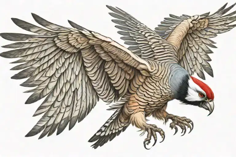 chukar patriegde attacking with its wings spread and its mouth open li tattoo design idea