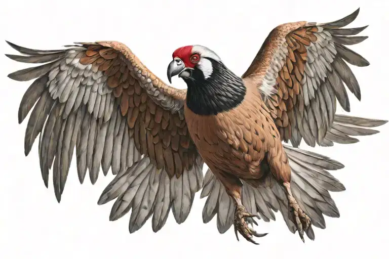 chukar patriegde attacking with its wings spread and its mouth open li tattoo design idea