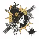 tarot sun tattoo design idea