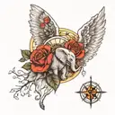 rose,elephant,compass,sun,moon,Mother Earth, ; , angel wings, tree tattoo design idea