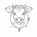 cute strawberry cow tattoo design idea