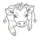 cute strawberry cow tattoo design idea