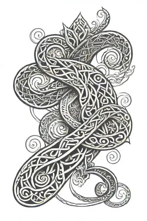 maori Celtic knotwork design incorporating taniwha  tattoo design idea