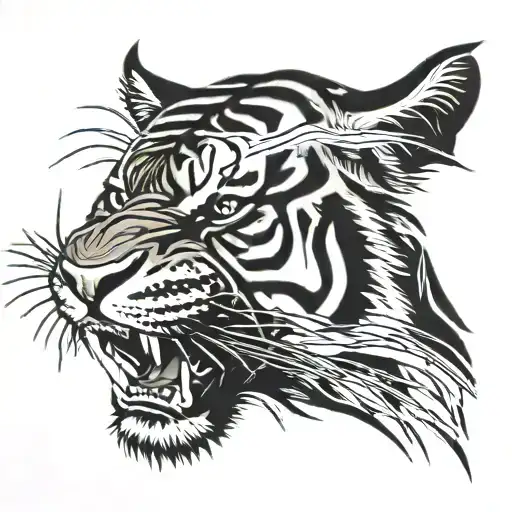 rage tiger head tattoo design idea