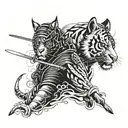 samurai and tiger head tattoo design idea