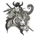 samurai and tiger head tattoo design idea