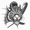 samurai and tiger head tattoo design idea