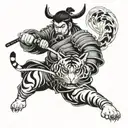 samurai and tiger head tattoo design idea