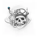 guy stuck in Time Capsule while blindfolded. tattoo design idea