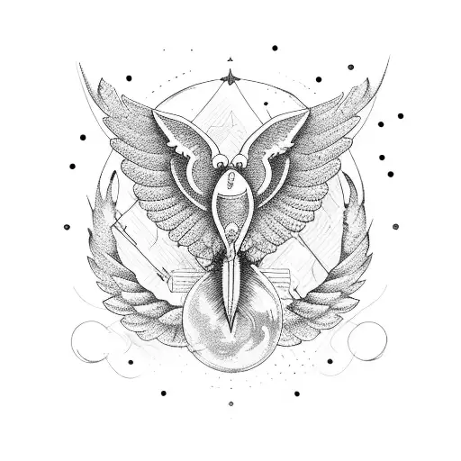 A typewriter with wings, surrounded by inspirational quotes tattoo design idea