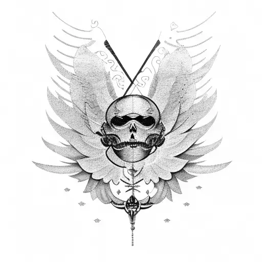 A typewriter with wings, surrounded by inspirational quotes tattoo design idea