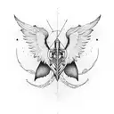 A typewriter with wings, surrounded by inspirational quotes tattoo design idea