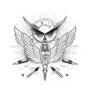 A typewriter with wings, surrounded by inspirational quotes tattoo design idea