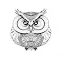 abacus and owl tattoo design idea