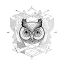 abacus and owl tattoo design idea