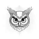 abacus and owl tattoo design idea