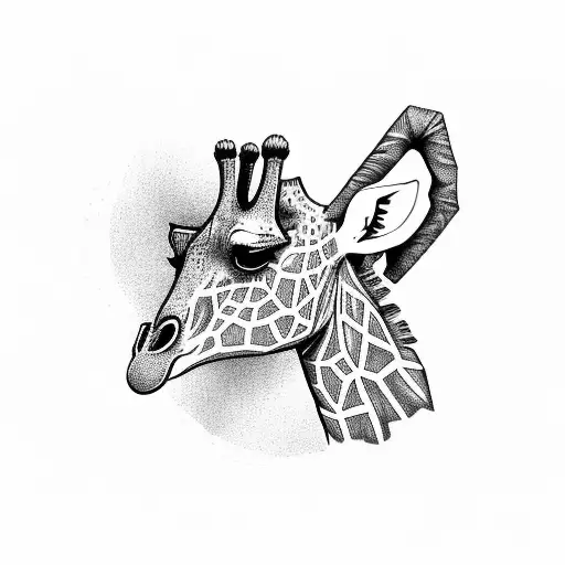 hipster giraffe tattoo design idea