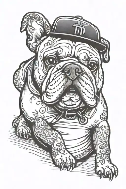 hip hop bulldog wearing tattoo design idea