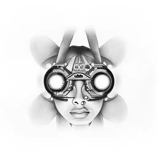 J Dilla with MPC in his eyes looking up tattoo design idea