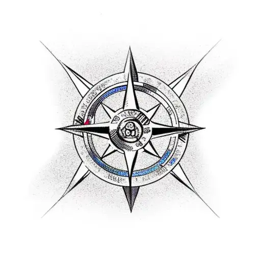 Back tattoo with anchor, panda bear, compass,  tattoo design idea
