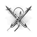 bow and arrow cocked back but the arrow is a rose and the bow is wood tattoo design idea