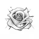 bow and arrow cocked back but the arrow is a rose and the bow is wood tattoo design idea