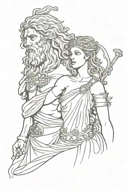 Zeus ve hera greek god tattoo design idea