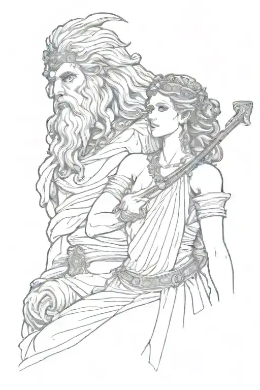 Hera Zeus sitting atop tattoo design idea