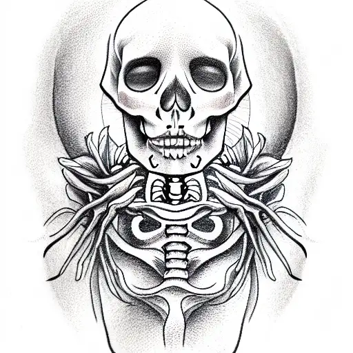 Face for half a person by half a skeleton tattoo design idea