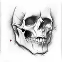 Face for half a person by half a Skull with blood tattoo design idea