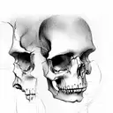 Face for half a person by half a Skull with blood tattoo design idea