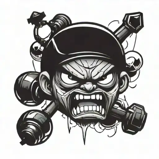 bomb character angry face tattoo design idea