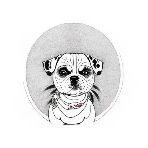 dog with movement tattoo design idea