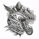 motorcycle helmet, live, freedom, mountains, road tattoo design idea