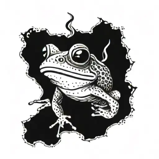 frog smoking tattoo design idea