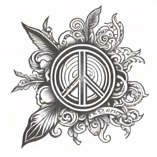 black and white with peace sign saying PS Crew Logo tattoo design idea