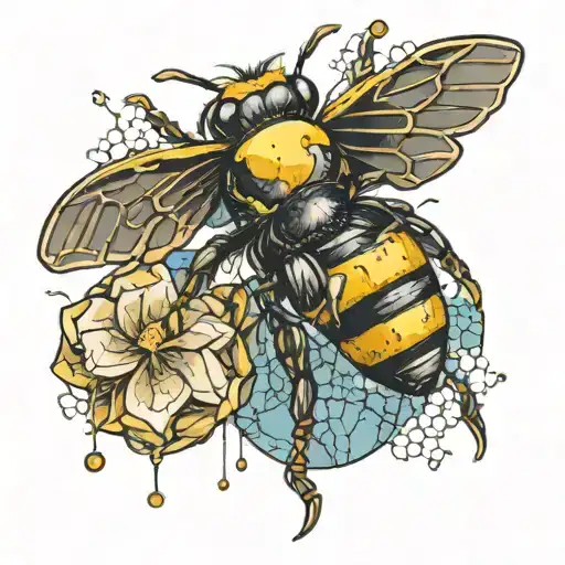bumblebee with kintsugi style filled tattoo design idea