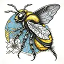 bumblebee with kintsugi style filled tattoo design idea