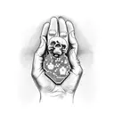 A skeletal hand holding a binary code scroll that reads 'Remember Death' tattoo design idea
