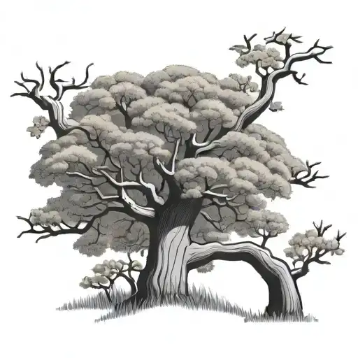 African baobab tree flower tattoo design idea