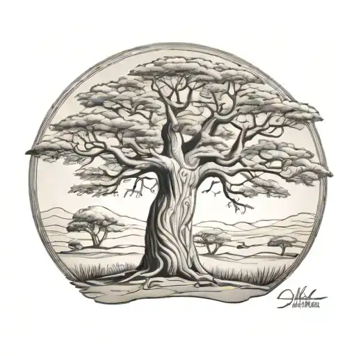 African baobab tree tattoo design idea