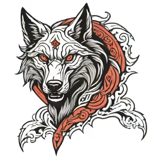 My name is Rabhi i like wolfs with red and bleu eyes angry tattoo design idea