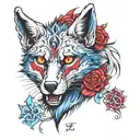 My name is Rabhi i like wolfs with red and bleu eyes angry tattoo design idea
