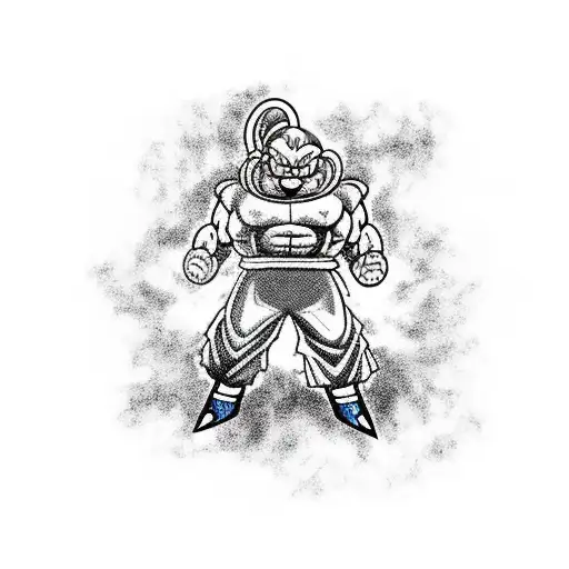 Majin Buu with a Dragon Ball as a background tattoo design idea