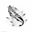koi fish lotus  tattoo design idea