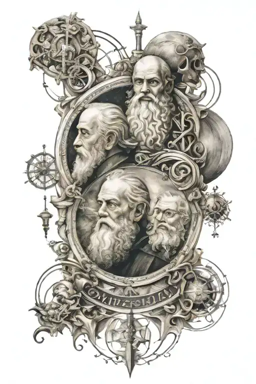 davinci & galileo artwork combining elements incorporated tattoo design idea