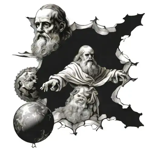 davinci & galileo artwork combining elements tattoo design idea