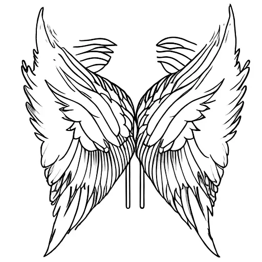 2 bird wings with bones and feathers tattoo design idea