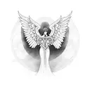 harp with angel wings tattoo design idea