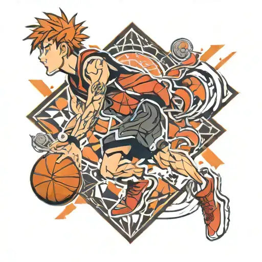 Slam dunk anime, geometric  tattoo design idea